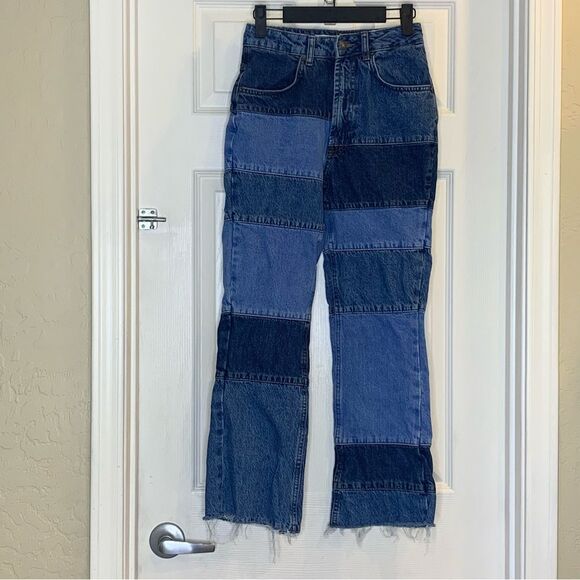 Subdued Patchwork Soft Flared Jeans Size 24 - Picture 3 of 12